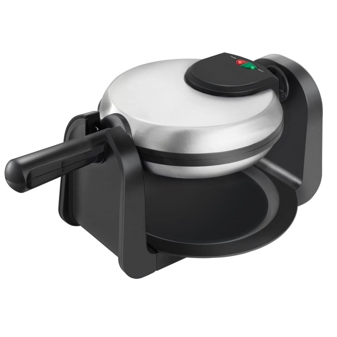 Belgian Flip Waffle Maker Black/silver Silver Non-stick Surface