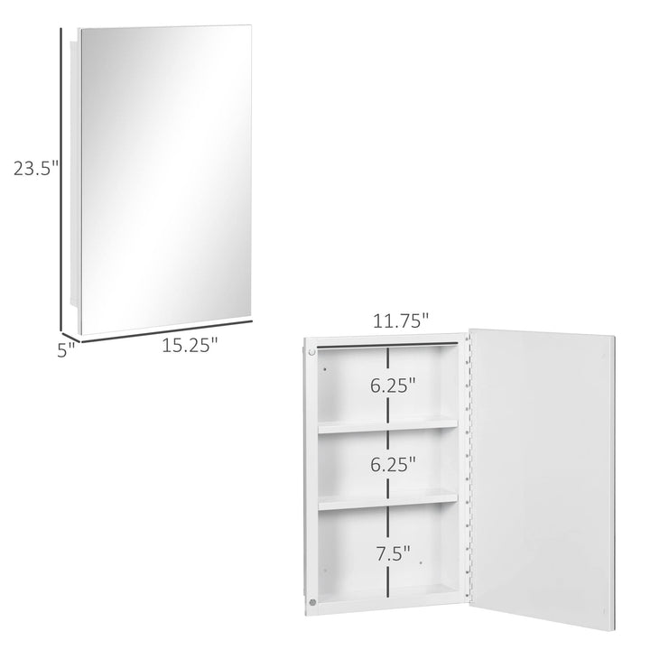 Recessed Medicine Cabinet with Mirror Bathroom Wall Mounted Single Door and - Diamond Home USA