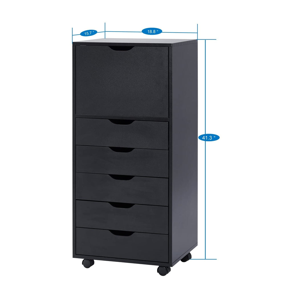 6 Drawer Office Storage bile Under Desk Filing Cabinet On Wheels Gray White - Diamond Home USA