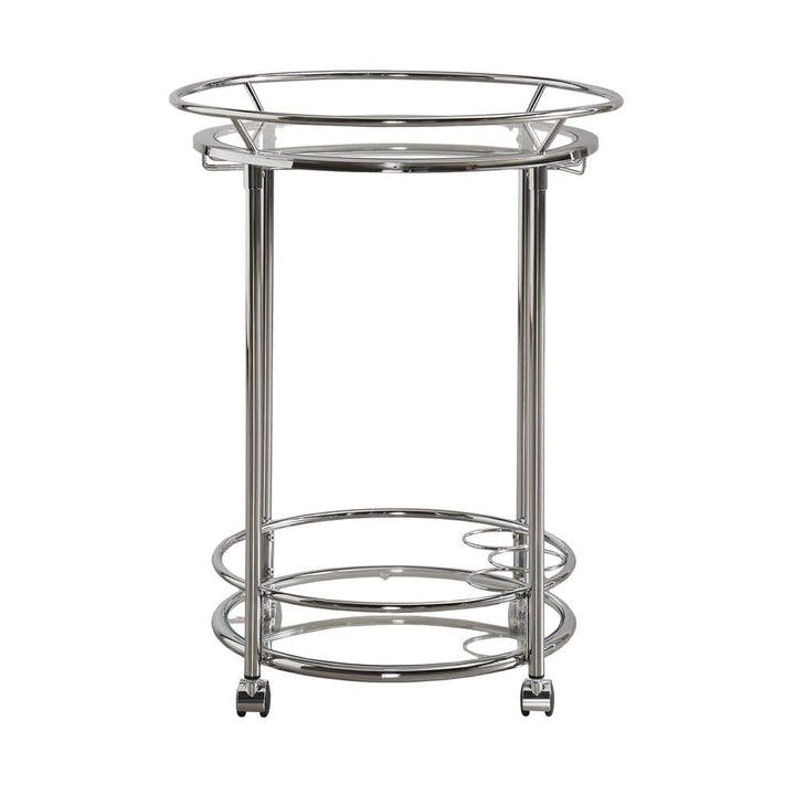 Inspire Q Metropolitan Round Chrome Metal Glass Top Bar Cart by Bold - Diamond Home USA