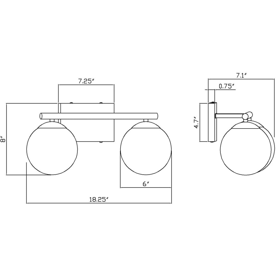 Farrell - 2 Light Bath Vanity in Transitional Style-8 Tall and 18 - Diamond Home USA