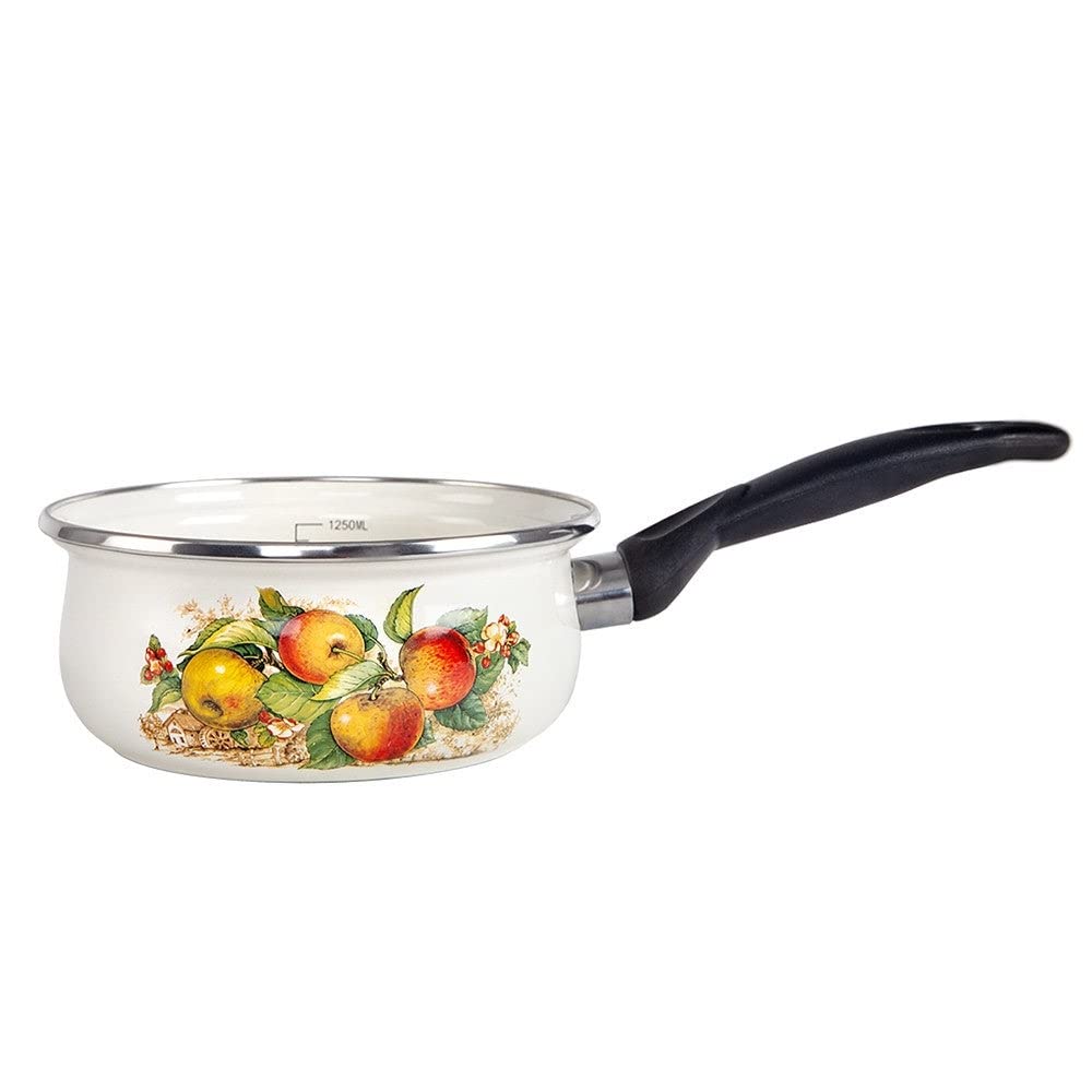 Apples Enameled Saucepan Multi Color Steel