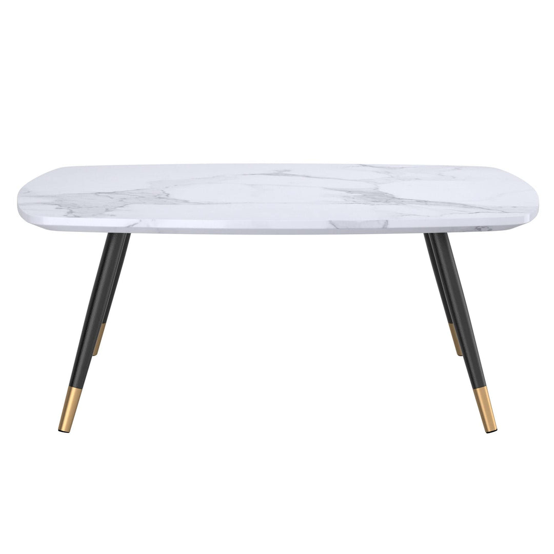 Contemporary DF etal arble Finish Rectangular Coffee Table White odern DF - Diamond Home USA