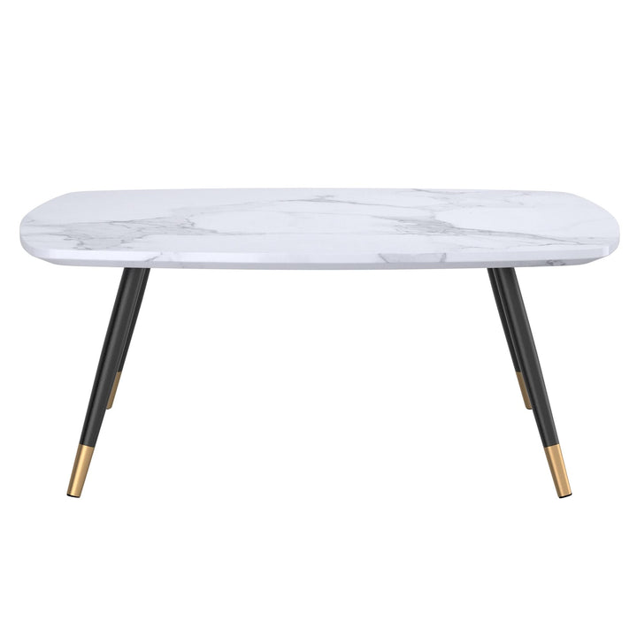 Contemporary DF etal arble Finish Rectangular Coffee Table White odern DF - Diamond Home USA