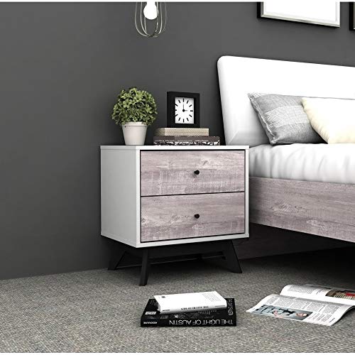 Simple Living Crislana Mid-Century Modern White and Grey Faux Concrete Finish - Diamond Home USA