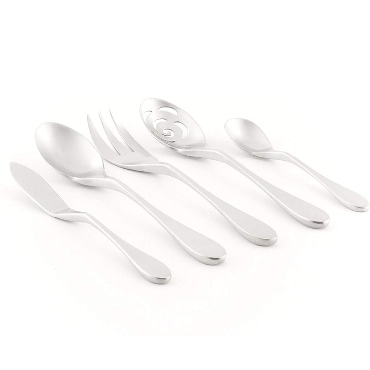 Knork Original 5-Piece Serving Set Stainless Steel Matte Brushed Silver - Diamond Home USA