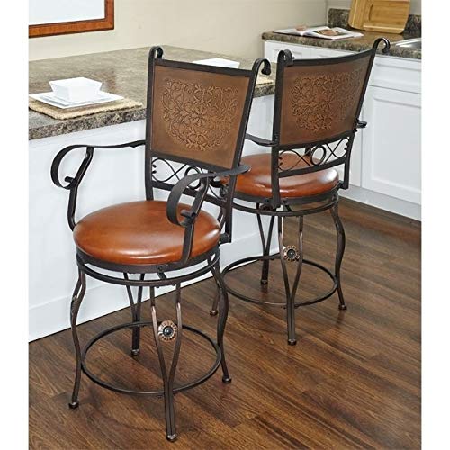 Counter Stool with Arms Brown Modern Contemporary Traditional Metal Bronze - Diamond Home USA