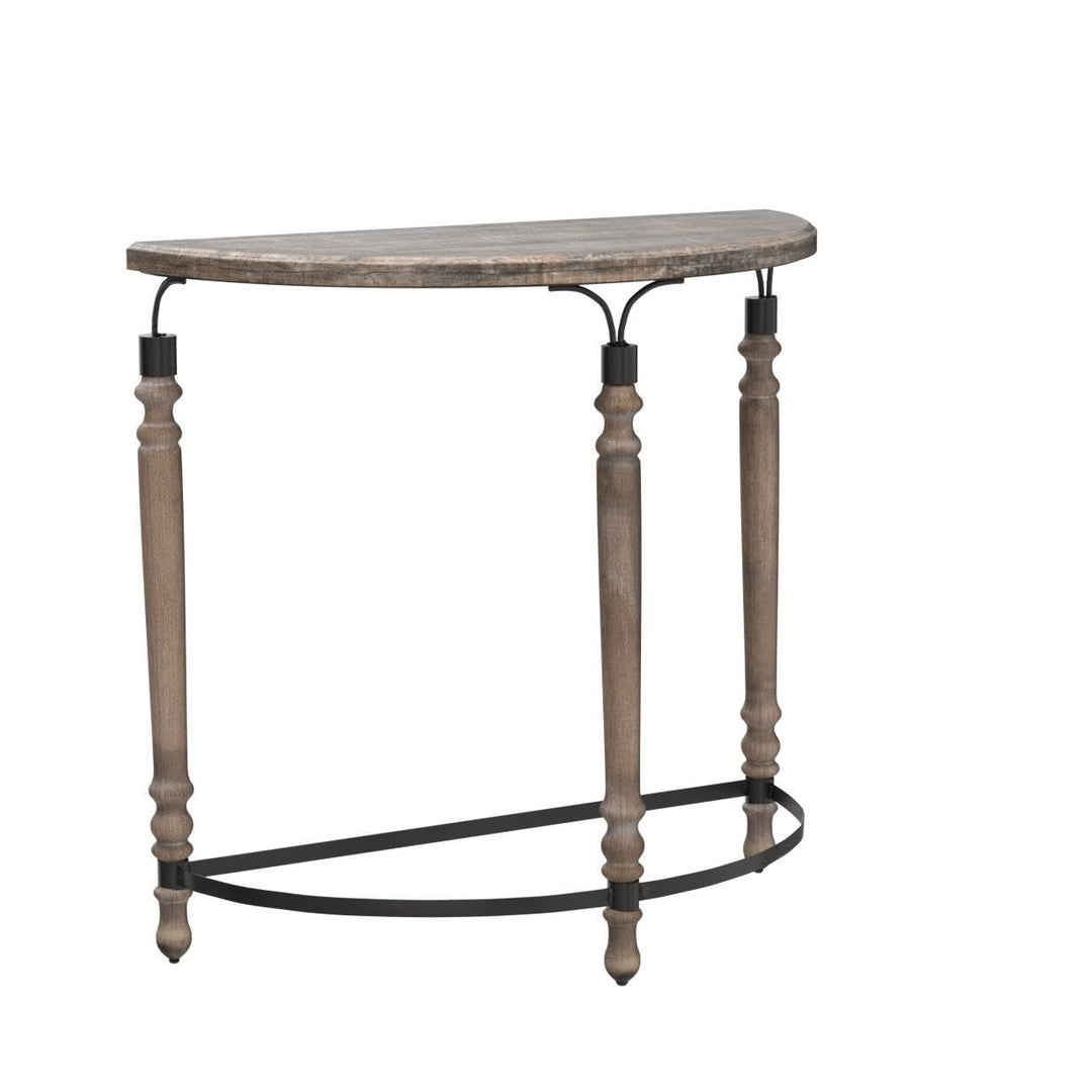 Robin Road Wood Rustic Half Moon Table Black Brown Farmhouse Semi-Circle Iron - Diamond Home USA