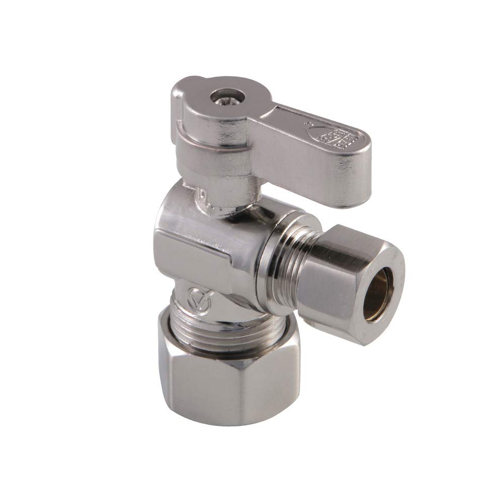 Kingston Brass Baseline KF5330SN OD Comp Angle Stop Valve Brushed Nickel 5/8"