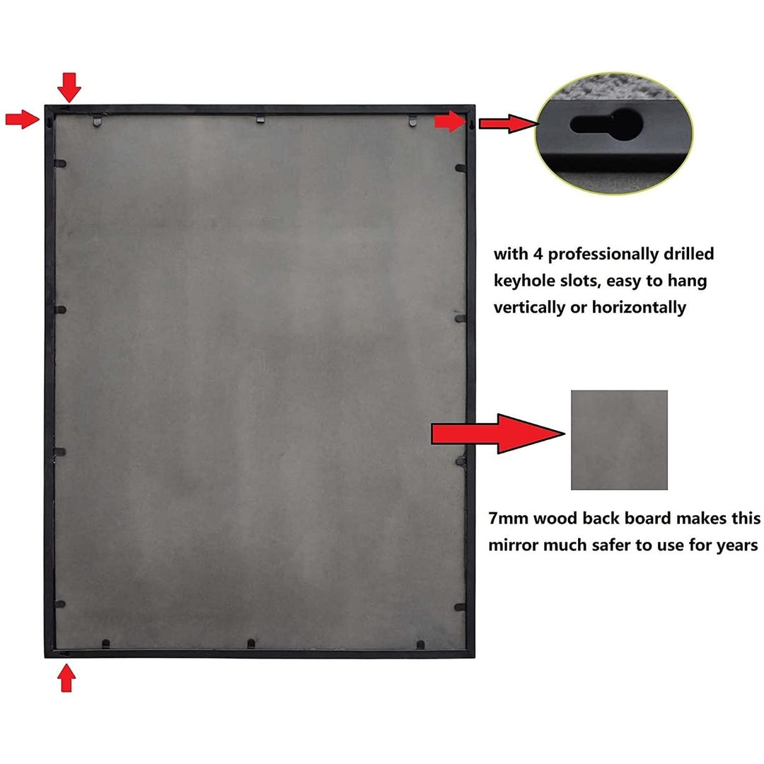 Rectangular Metal Framed Accent Windowpane Mirror Wall Black Mirrored Finish - Diamond Home USA