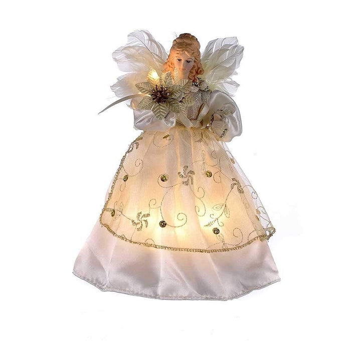 10-Light 9-inch Ivory and Gold Angel Treetop Off/White Plastic
