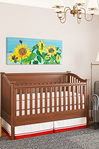 Eric Carle 'Sunflowers and Bugs' Painting Print on Wrapped Canvas 24" X 12" - Diamond Home USA