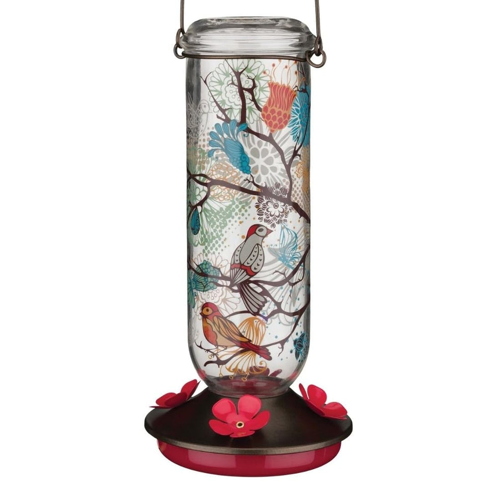 Hummingbird Feeder Bird Multi Color Glass - Diamond Home USA