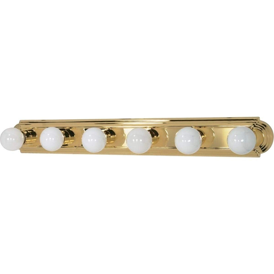 6 Light 36 in. Racetrack Vanity Metallic Industrial Metal Brass Includes