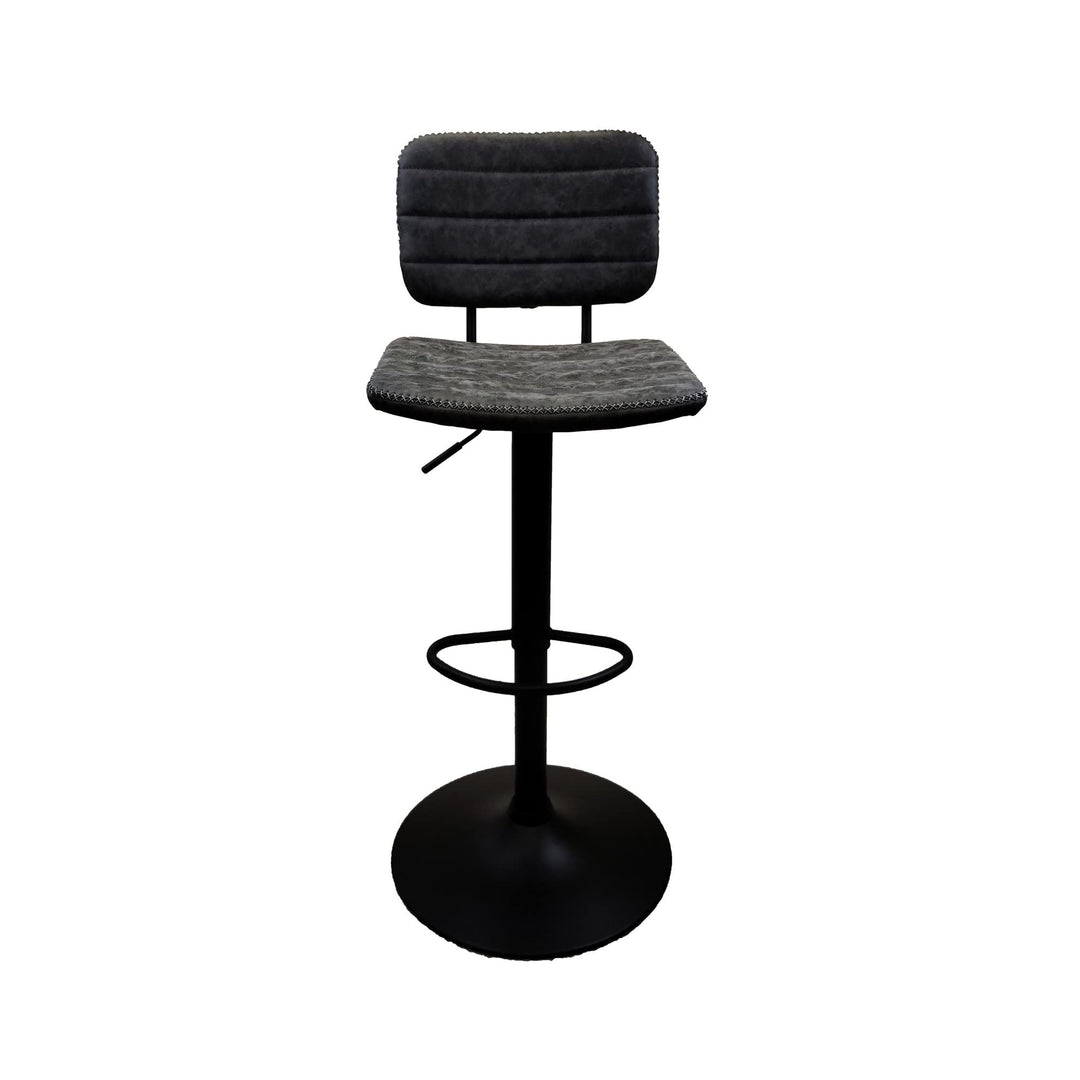 Adjustable Stool 2 Pack Grey Modern Contemporary Leather Black Finish