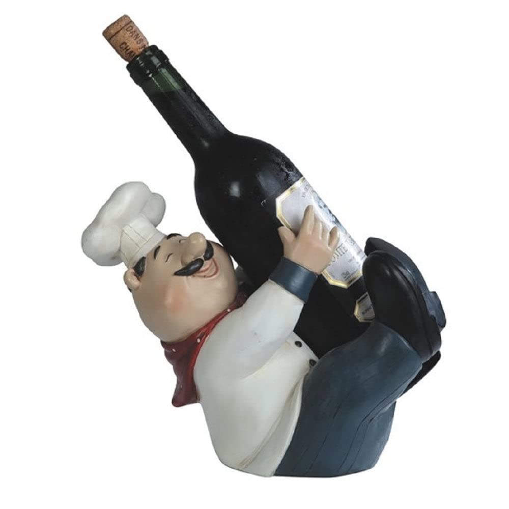10" h Chef Wine Rack Bottle Holder Dining Room Accessory Decoration Multi