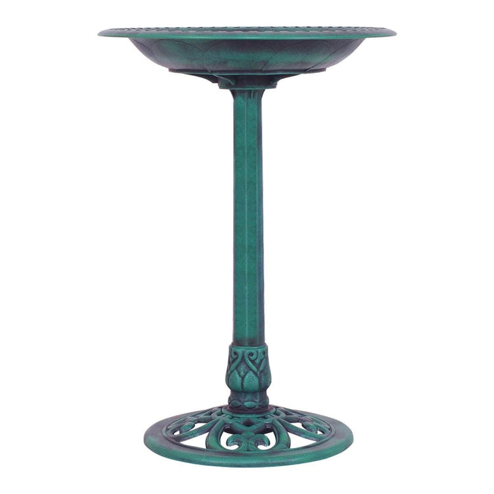 Green Pedestal Bird Bath Feeder Freestanding Outdoor Garden Yard Patio Metal - Diamond Home USA