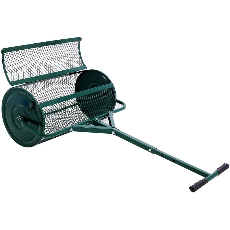 Peat Moss Spreadermetal Compost Spreader Shaped Hand Rake Green Steel Rust