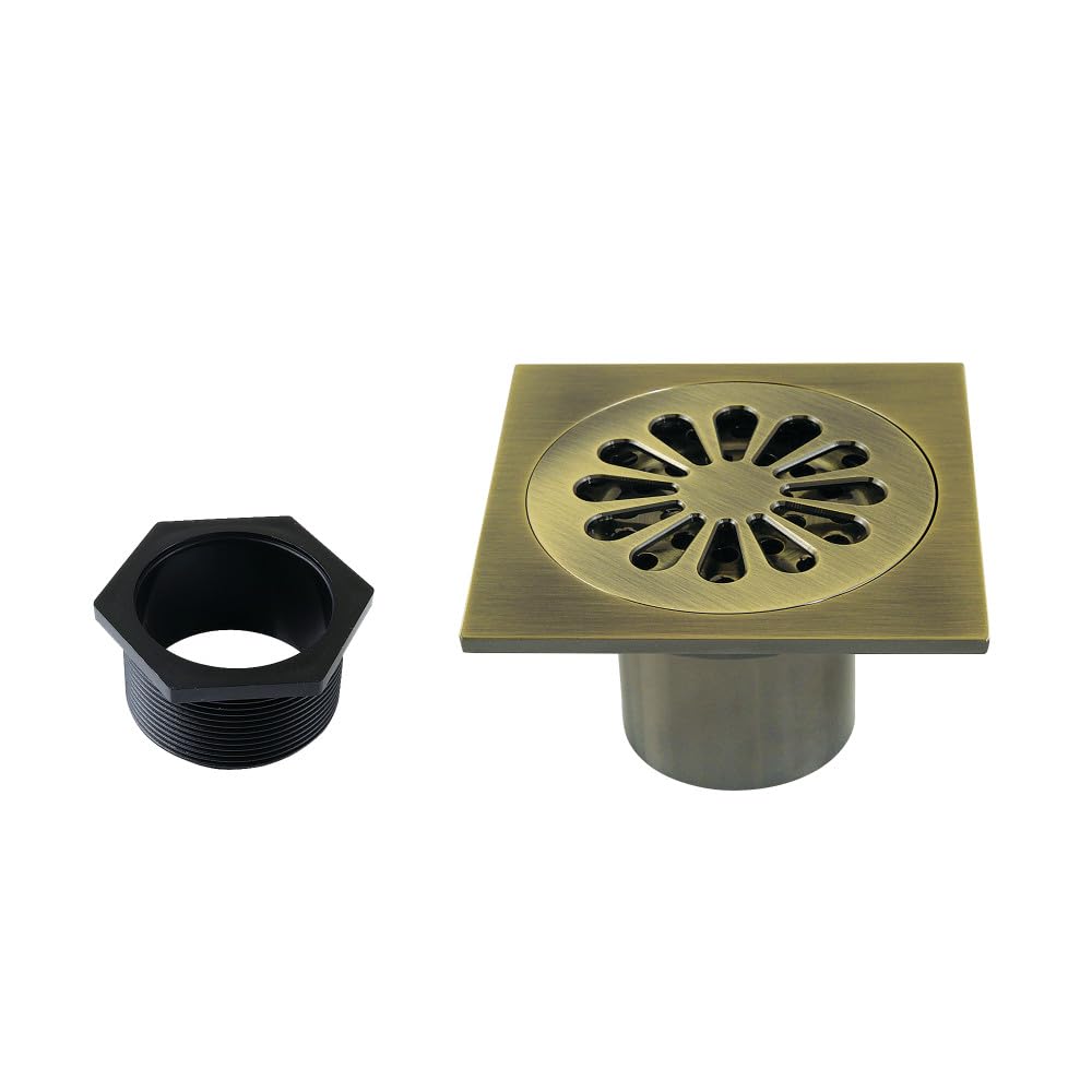 Kingston Brass BSF46AB Watercourse Shower Drain Antique Brass 3.94 x 3.94 x .