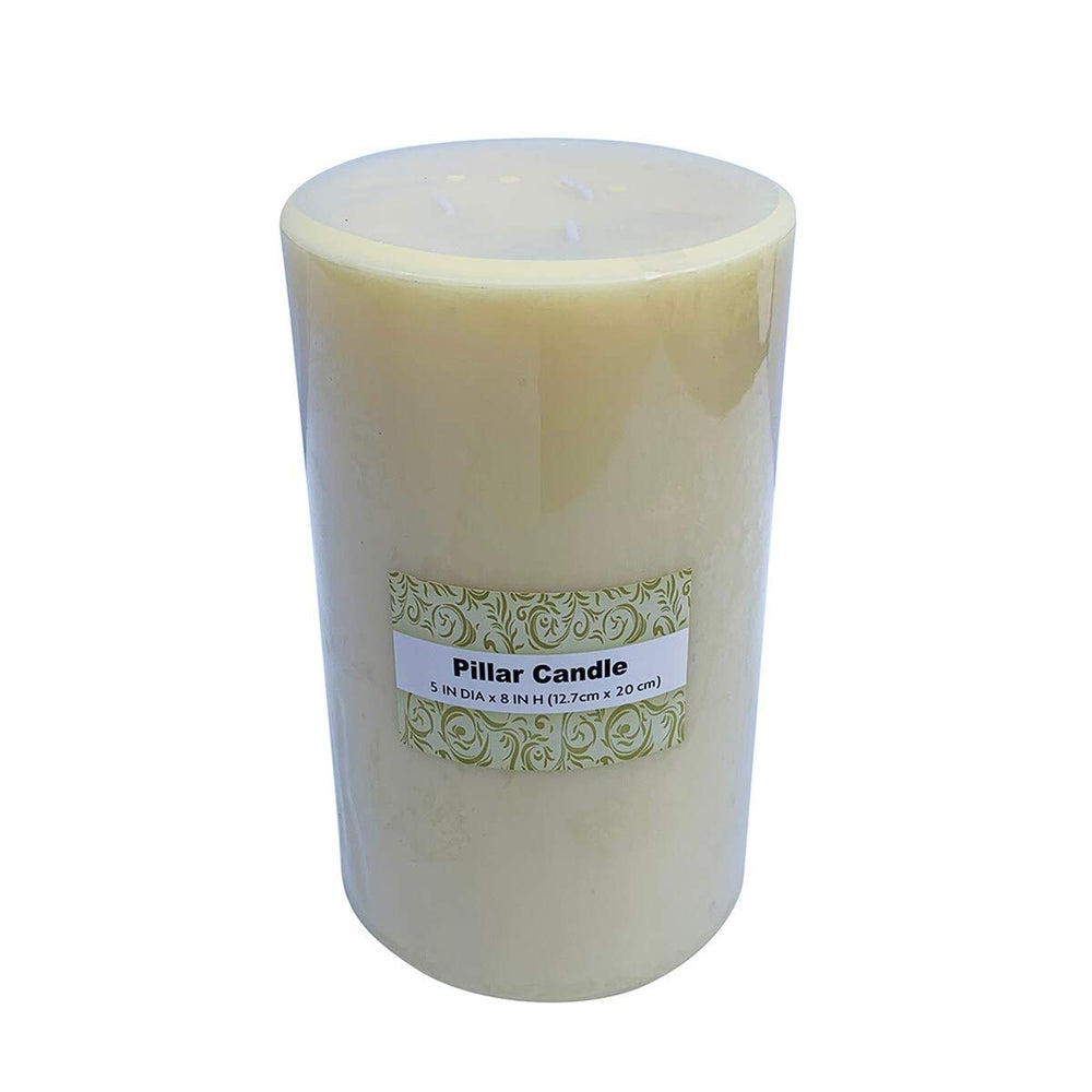 5 X 8 Inch Ivory Pillar Candle Set of 4 White Wax Handmade - Diamond Home USA