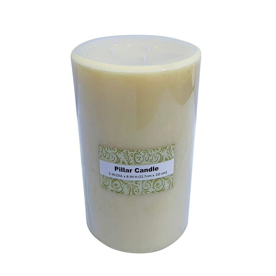 5 X 8 Inch Ivory Pillar Candle Set of 4 White Wax Handmade - Diamond Home USA