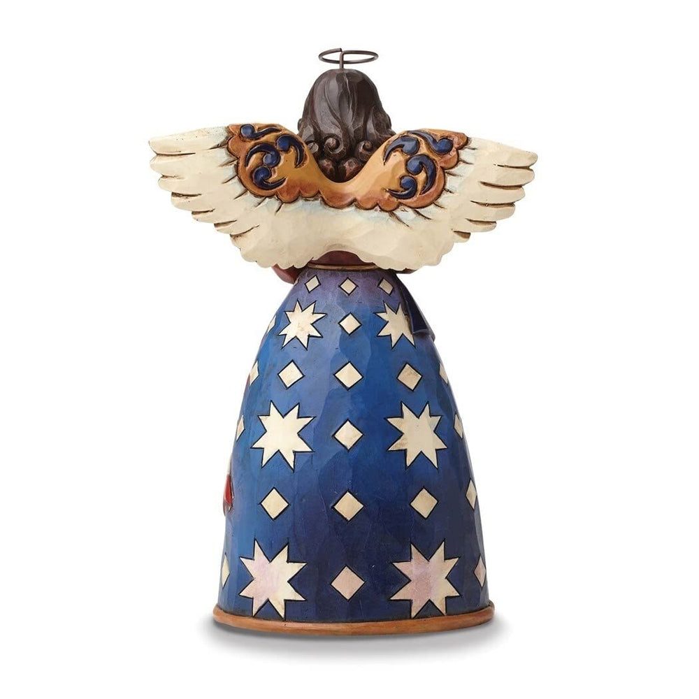 Jim Shore Patriotic Flag Angel Resin Figurine Multi Color - Diamond Home USA