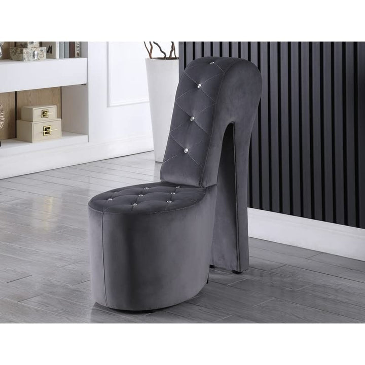 Best Master Furniture High Heel Faux Leather Shoe Chair with Crystal Studs