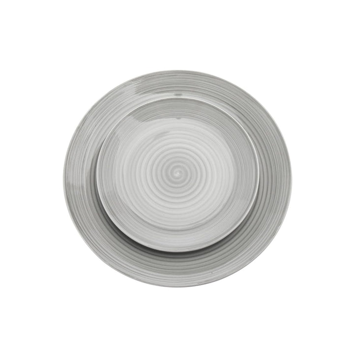 Spiral Grey Porcelain 12 Piece Dinnerware Set Service For 4 Solid Traditional - Diamond Home USA
