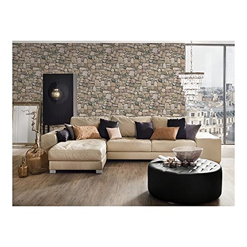 Neutral Natural Stone Wallpaper 20.9 X Grey Farmhouse Paper Washable Gray - Diamond Home USA