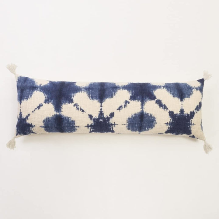 Blue White Cotton Extra Long Bolster Pillow Abstract Casual Single Removable