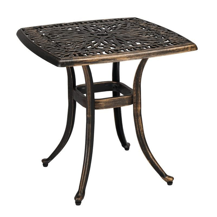 Patio 21" Cast Dining Table with Umbrella Hole Square Bronze Finish Weather
