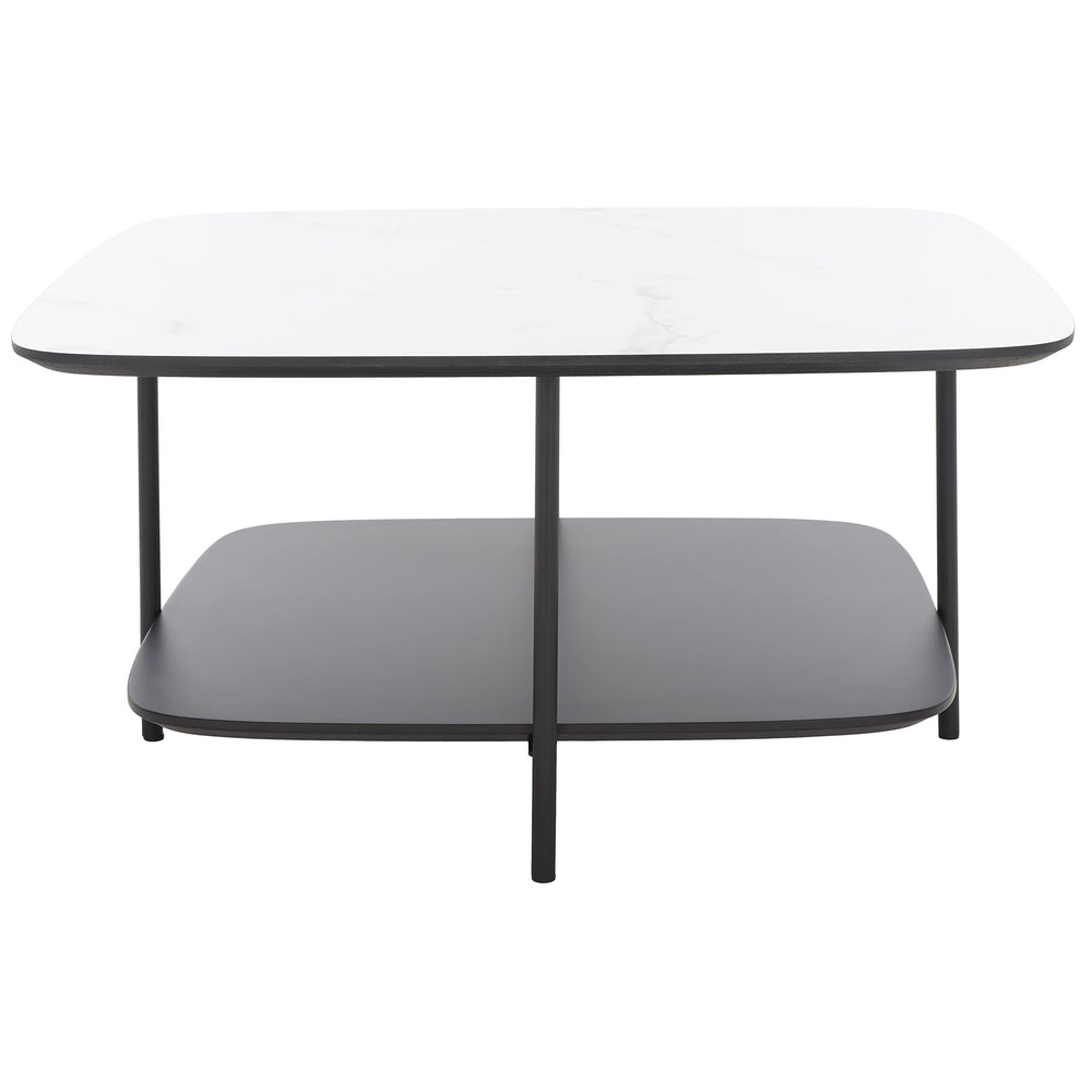 Modern 2-Tier Square Coffee Table 30 in. W X D 15 H Black White Contemporary - Diamond Home USA