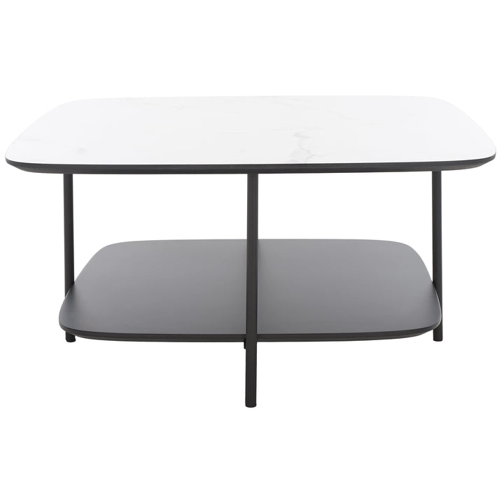 Modern 2-Tier Square Coffee Table 30 in. W X D 15 H Black White Contemporary - Diamond Home USA