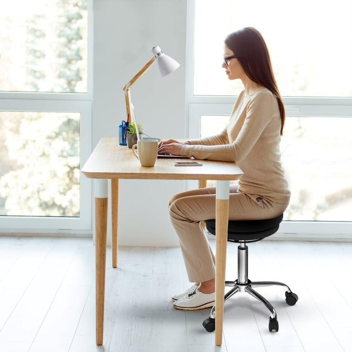 Wobble Stool Air Balance Ball hair On Wheels Alternative Rolling Black Modern - Diamond Home USA