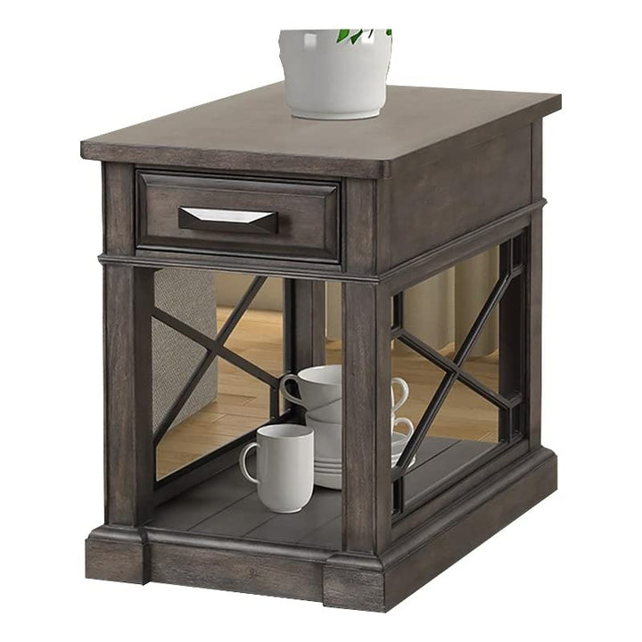 Parker House Sundance Traditional Wood Chairside Table in Smokey Gray - Diamond Home USA