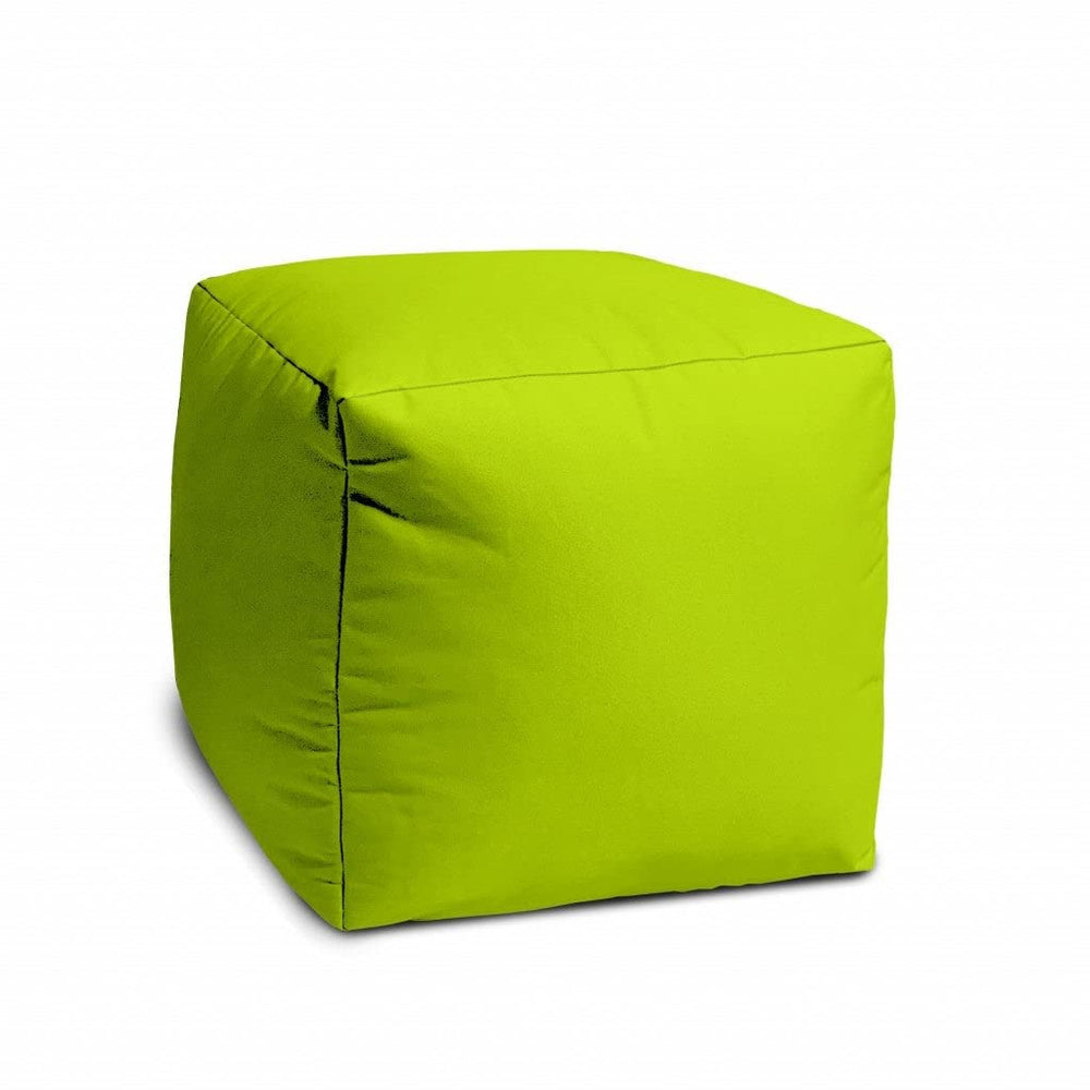 17" Cool Lemongrass Green Solid Color Indoor Outdoor Pouf Cover Modern - Diamond Home USA