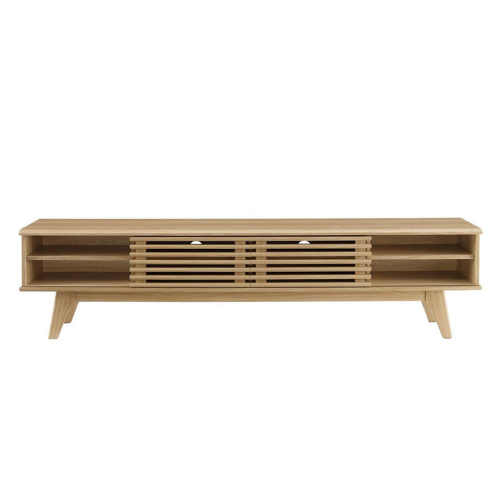 Modway Render Mid-Century Modern Low Profile 70 Inch Media Console TV Stand in Oak - Diamond Home USA