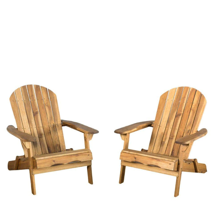 Christopher Knight Home Hanlee Folding Wood Adirondack Chairs 2-Pcs Set Natural Stained