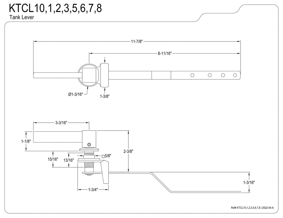 Kingston Brass Claremont Front Mount Toilet Tank Lever