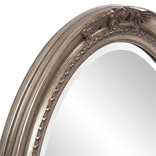 Silver Wood Oval Wall Mirror - Antique French Country Shab Chic Traditional - Diamond Home USA