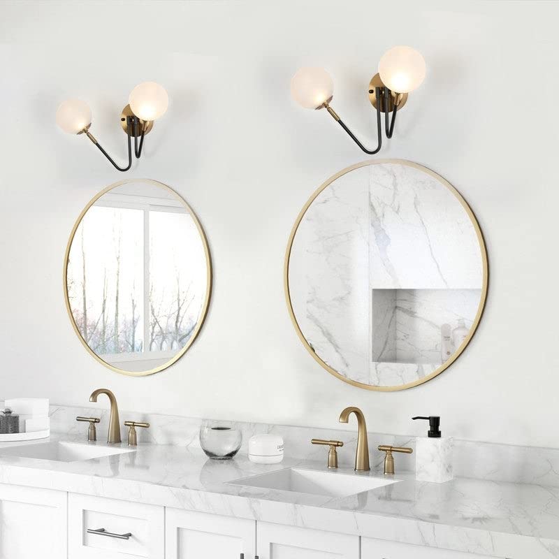 Black Gold 2-Light Led Bathroom Vanity Light Modern Wall Sconce with Frosted - Diamond Home USA