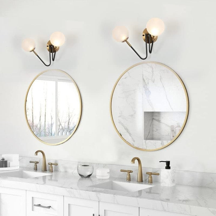 Black Gold 2-Light Led Bathroom Vanity Light Modern Wall Sconce with Frosted - Diamond Home USA