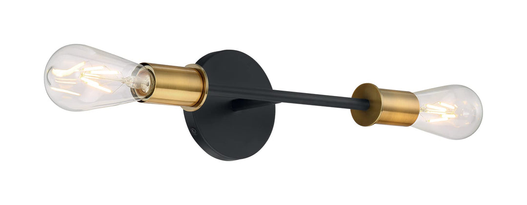 Nuvo Lighting 45923673276 Two Light Vanity 2Lt Black Finish with Brushed Brass
