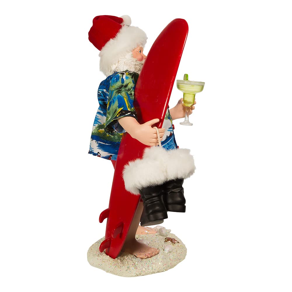 Kurt S. Adler 11-Inch Fabriché Santa with Surfboard and Drink - Diamond Home USA