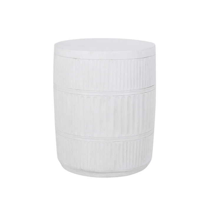 Outdoor Lightweight Concrete Side Table White Modern Contemporary Round - Diamond Home USA