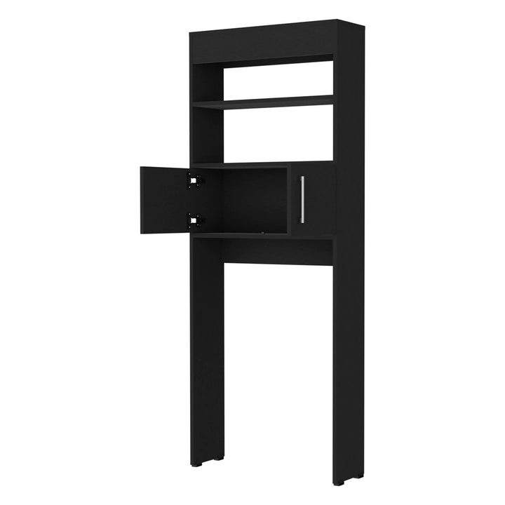 Over The Toilet Cabinet with 2 Shelves2 Doors Black Modern Contemporary Wood - Diamond Home USA