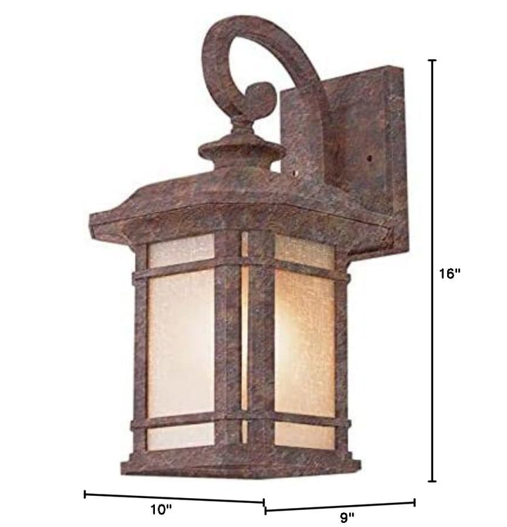 Rust Finish Outdoor Wall Lantern with Tea Stain Shade Red Includes Hardware - Diamond Home USA