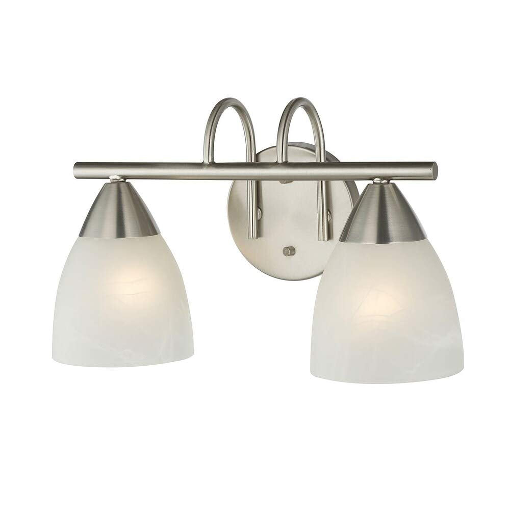 Swirl Glass Nickel Finish 2-Light Bath Vanity Light Metallic Modern Contemporary