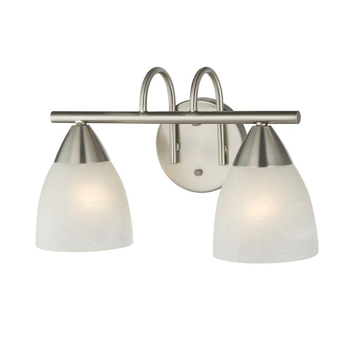 Swirl Glass Nickel Finish 2-Light Bath Vanity Light Metallic Modern Contemporary