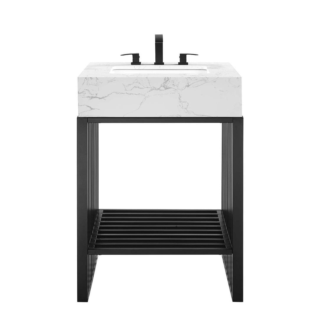 Modway Gridiron 24" Stainless Steel Bathroom Vanity 24 Inch Black - Diamond Home USA